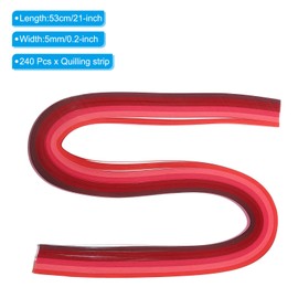 PATIKIL Pack of 240 Rainbow Quilling Strips Paper 3/16 Inch (5 mm) 54 cm Origami Paper Quilling Strips for Arts DIY Crafts Christmas Red