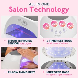 SUNUV UV Light for Gel Nails Polish, 48W UV LED Nail Lamp with 4 Timer Settings, Auto Sensor Removable Base SUN2C Grey