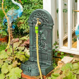 Sungmor Cast Iron Outdoor Water Column with Faucet, Freestanding Decorative Water Fountain Yard Hydrant Water Tap, Retro Water Faucet for Garden Farm Backyard Irrigation Washing