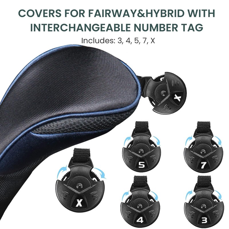 FINGER TEN Golf Club Head Covers Woods Hybrids Long Cover,