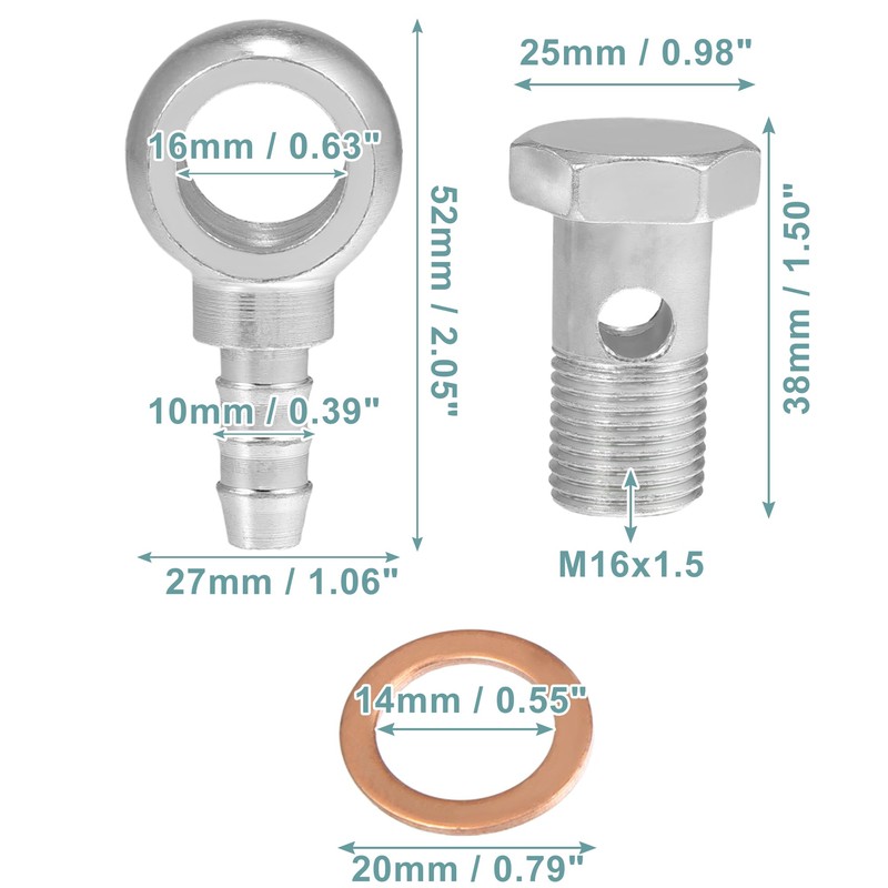 A ABSOPRO Banjo Fitting Adaptor 16 mm Inner Diameter 10