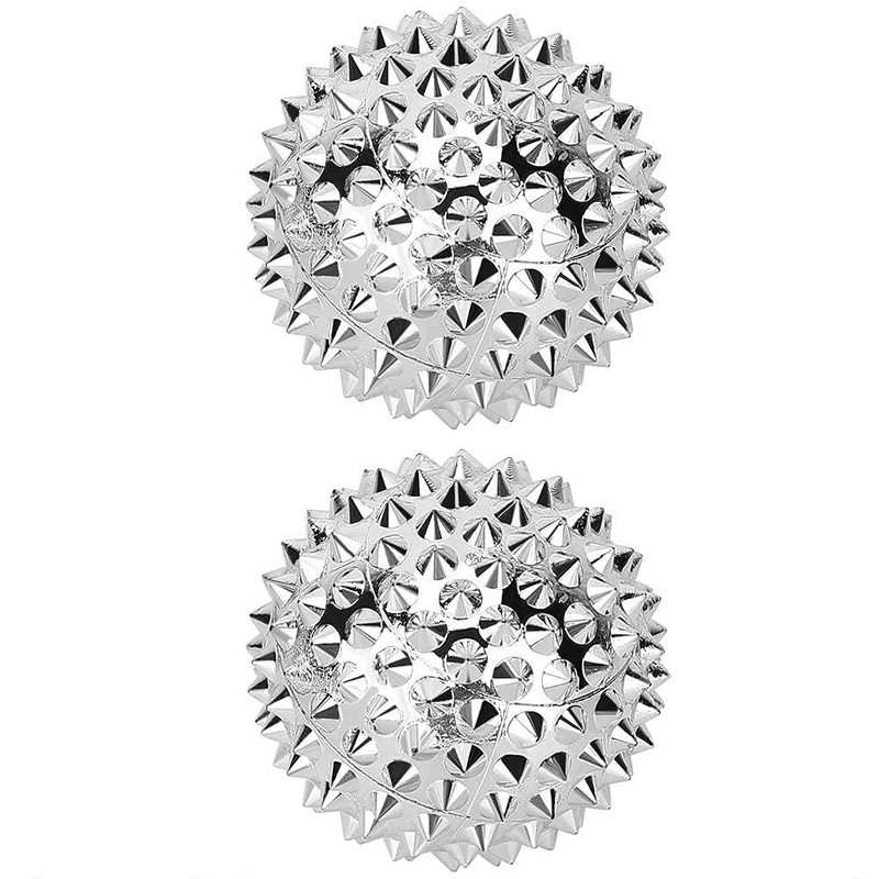 1 Pair Magnetic Massage Ball, Hand Massage Acupressure Ball, Silver