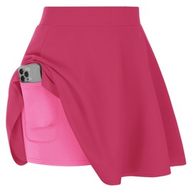 Hanna Nikole Women Plus Size Casual Skater Skirt High Waist Elastic Lining Basic Skirt Pink Women Skorts with Pocket 16 Plus