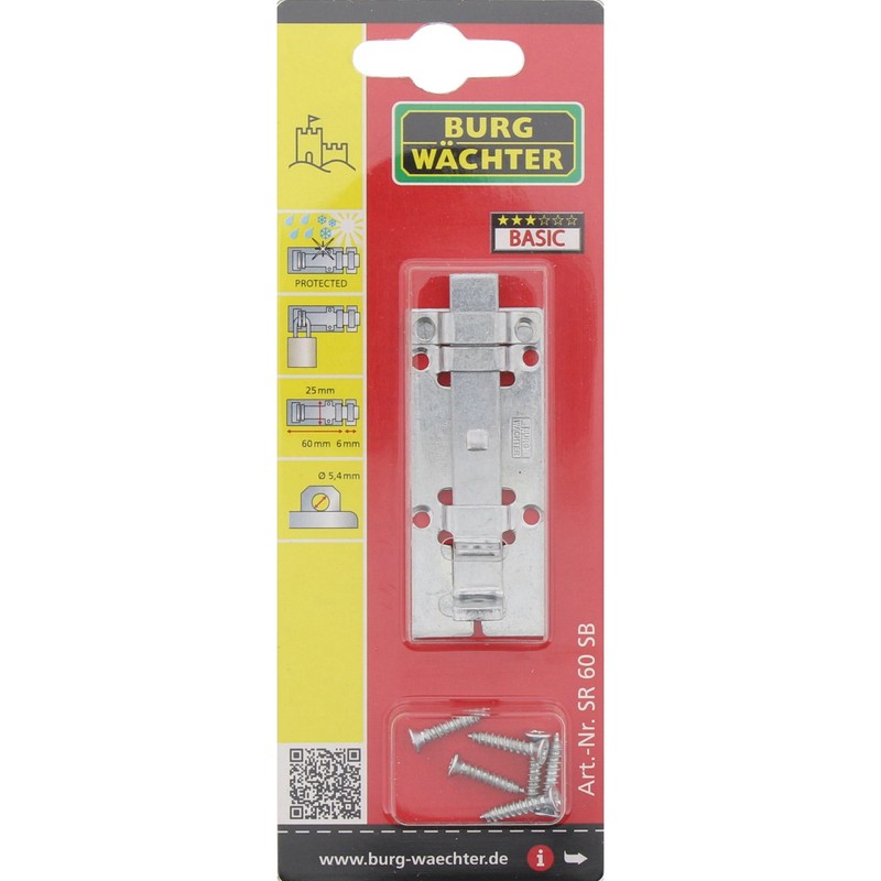 BURG-WÄCHTER SR 60 SB Lock Bolt for Flush Doors Galvanised