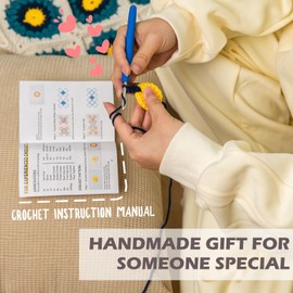 Yeezhee Crochet Kit for Advanced or Intermediate Beginners, Crochet Bag Kit with Step-by-Step Video Tutorials, Granny Square Crochet Tote Bag Set, Knitting Kit Including Yarn, Crochet Hook, Camellia