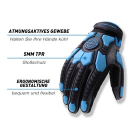 HANDLANDY Anti-Vibration Gloves Men Shockproof Work Gloves, Padded Palm Grip Heavy Duty Work Gloves (Blue, L)