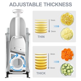 SupMaKin Safe Mandoline Slicer for Kitchen, Potato Slicer for Chips, Vegetable & Food Cutter,Thickness Adjustable 0.1-8 mm, Kitchen Faster Slice Artifact (Only Slicer)