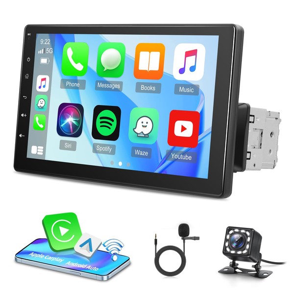 NHOPEEW Single Din Touch Screen Car Stereo with Wireless Carplay