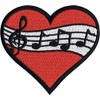Music Notes on Red Heart - 2.88" Embroidered Iron on
