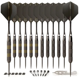 CC-Exquisite Darts Set | Professional 12 X 20/22g Metal Tip Darts | Steel Tip Darts with 24 Flights & 18 Aluminum shafts + Dart Tool, Rubber O-Rings
