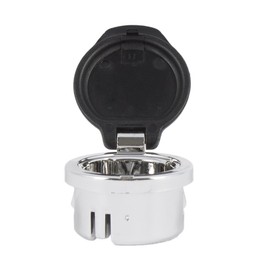 Brock Replacement Black w/Chrome 12 Volt Power Outlet Lighter Retainer Plug Cover Cap Compatible with Silverado Escalade Malibu Yukon 20983936