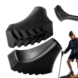 Trekking Pole Rubber Tips - Protective Walking Cane Tip | 2X Rubber Hiking Sticks Tips Protectors Replacement Accessories, Fit Most Hiking Trekking Walking Canes