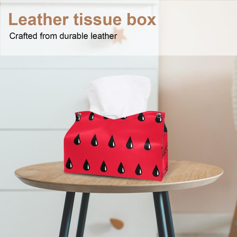 2 Pack Tissue Box Cover Holder, Red Strawberries Print Rectangle