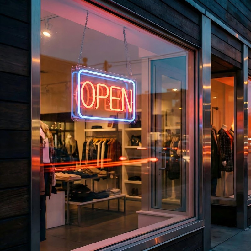 iDecoMart 16 Inch LED Open Sign, Ultra Bright 5 Modes