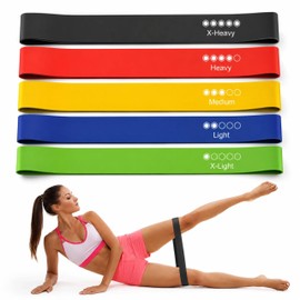 Resistance Bands Set of 5 Loop Bands, Five Strength Levels, Skin-Friendly Elastic Fitness Bands, Ideal for Home Workout, Gym, Yoga, Pilates, Strength Training & Rehab