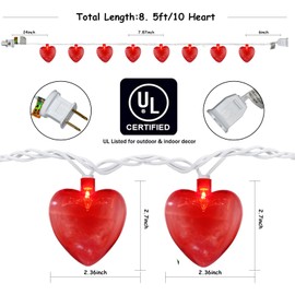 Oviejo 8.5Ft Red Heart String Lights, Valentine Party Decorations Lights with 10 Red Heart, Connectable Romantic Fairy Lights for Wedding Indoor Party Valentine's Day Mother's Day Decor