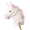 HollyHOME Plush Unicorn Stick Horse with Wood Wheels Real Pony