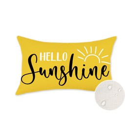 TAJWE Hello Sunshine Throw Pillow Cover 12x20 Inch Yellow Outdoor Waterproof Spring Summer Pillowcase Farmhouse Decorative Lumbar Cushion Case for Sofa Couch Patio Porch Decor