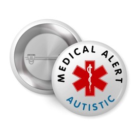 EMUWORKS Autistic Medical Alert Logo Badge 1in 25mm - Autism Awareness Pinback Badge for Safe Travel - Ideal for Sunflower Lanyard, Autism Lanyard, Medical ID, Autism Badge, 25mm Badge