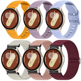 6 Pack Bands for Garmin Venu 2 Plus/Vivoactive 6/Vivoactive 5/Vivoactive 3/Venu/Venu Sq/Forerunner 645 245, Soft Silicone and Nylon Replacement Strap for Men Women