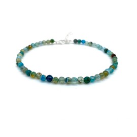 Beaded Anklet - Dainty Anklet - Crystal Anklet - Ankle Bracelet with Beads - Rose Quartz Anklet - Gemstone Anklet - Adjustable Anklet (S/M, Teal Agate)