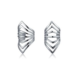 Minimalist Geometric Chevron Cartilage Ear Cuffs Clip Wrap Helix Non Pierced Earrings .925 Sterling Silver