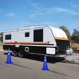 BATTIFE [4 Pack] 28 Inch Collapsible Traffic Safety Cones, Multi Purpose Pop-up Cones and Reflective Collar, for Road Parking, Driving Practice (Blue)