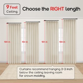 SHINELAND 108 Inches Long Linen Extra Wide Window Sand Sliding Door Curtains for Patio,Light Filtering Semi Sheer Double Pinch Pleated Custom Curtains for Sliding Glass Doors Sunroom