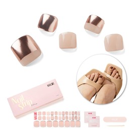 NAILOG Foot Semi Cure Gel Nail Stickers (32 Pieces), Long Lasting, Salon Quality, Nail Stickers, Nail Kit, Glitter, Glitter, Beautiful Gloss, Skin Color | Mermaid