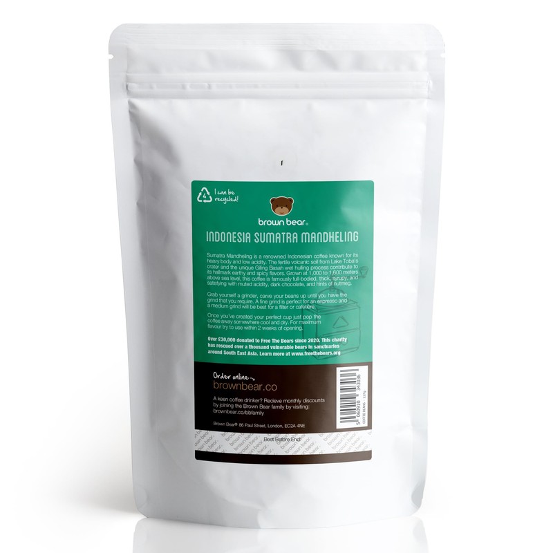 Indonesian Medium Dark Roast Strong Coffee Beans 227g – Brown