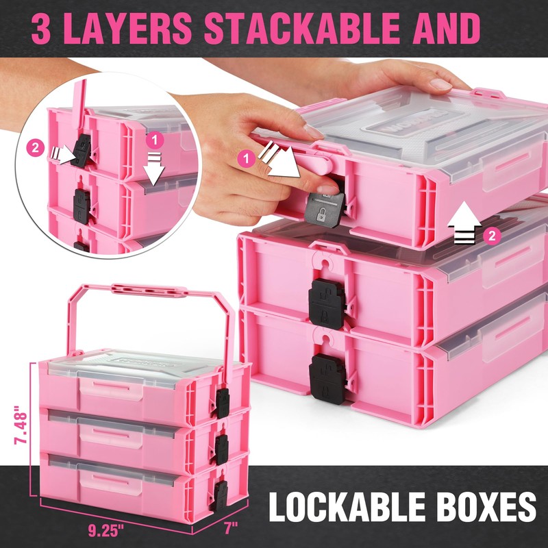 WORKPRO Pink Cordless Drill Driver with Toolbox, 43PCS Pink Tool
