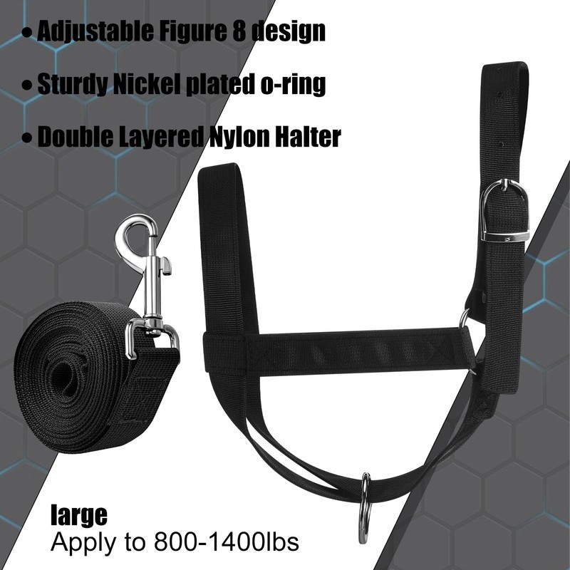 Windyun 2 Pieces Nylon Cow Halter with 2 Pieces Leading
