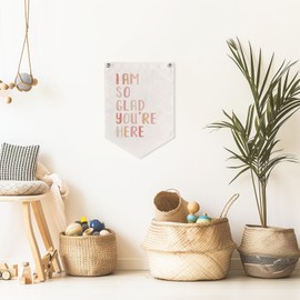 Classroom Canvas Hang Sign, Counselor Office Decor, Pennant Canvas Banner Wall Hanging, School Canvas Flag, Kids Wall Decor, Flag Banner Sign Safe Space Wall Decor (I'm So Glad You Are Here)