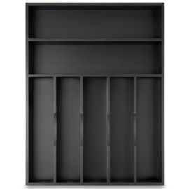 Besilord Silverware Organizer Kitchen Drawer Organizer Utensil Organizer Bamboo Silverware Holder Cutlery Organizer in Drawer Flatware Organizer Tray(7 slots, Black