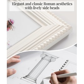 Mazjoaru 5x7 White Picture Frames with Beaded Border,Vintage Wood Photo Frame Classic Tabletop Wall,Hanging Wall Desk Display Home Decor Wedding Birthday Gifts for Grandma Mom Women Couple