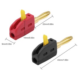 XMSJSIY 4mm Banana Plug 32A High Current Quick Connection Gold Plated Solderless Red & Black Banana Connector Electrical Test Instrument - 2 Pairs
