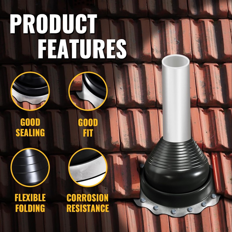 VIVIDA #6 EPDM Metal Roof Pipe Flashing Boot, Flexible Roof