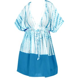 LA LEELA Traje de baño de mujer Tie Dye Coverups traje de baño playa vestidos de verano C, Azul_x999., X-Large-XX-Large