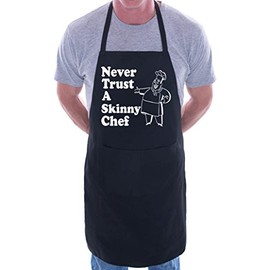 Print4U Never Trust Skinny Chef Novelty Cooking Funny Unisex Apron Black