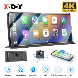 XGODY 11.3" Portable 4K Touch Screen Car Stereo Wireless Apple Carplay Android Auto BT