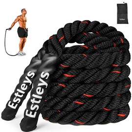 Estleys 5.3lb Weighted Jump Rope, 10.5ft Adult Heavy Skipping Rope for Men and Women, Heavy Jump Ropes for Shaping Body, Home Workout, Total Body Workout Equipment (Black & Red)