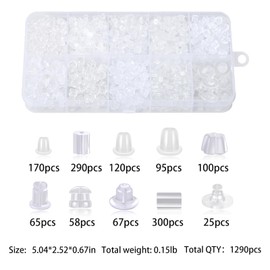 10 Styles Rubber Earring Backs for Studs, 1200 Pcs Clear Soft Earring Backings Hypoallergenic Plastic Silicone Earring Backs Clutch Stoppers Replacement Kits for Fish Hook Earring Studs Hoops
