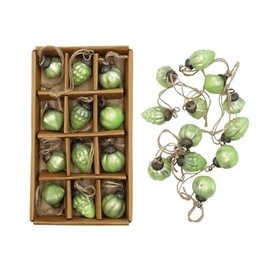 The Bridge Collection 1" Embossed Mint Green Mercury Glass Ornaments Multipack - Set of 12 - Mini Bulb Christmas Ornaments with Carton for Convenient Seasonal Storage