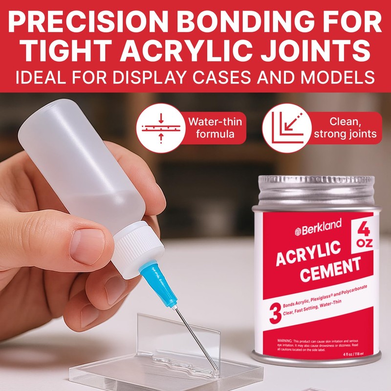 Acrylic Bonding Cement with Applicator Bottle 4 oz, Clear Adhesive