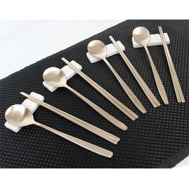 Golden Bell Maehwa &amp; Min Organic Couple Spoon Set (Free White Spoon Rest 2P), Plum Organic Couple Spoon Set / 골든벨 매화&민 유기 부부수저 세트(사은품 백색 수저받침 2P), 매화유기 부부수저 세트