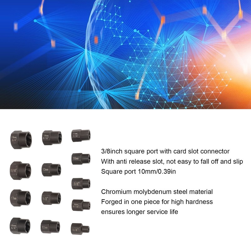 13pcs Stud Nut Remover Set Professional Chromium Molybdenum Steel Damaged