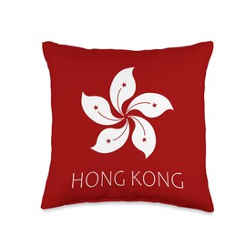 HONG KONG FLAG ORCHID Free Stand with Hong Kong Throw Pillow, 16x16, Multicolor