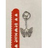 Unbranded Antique Silver Plated Clear Rhinestone Butterfly Keychain Keyring