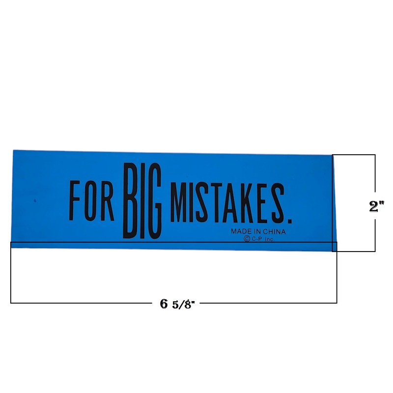 Huge 6.75" 'for Big Mistakes.' Colorful Rubber Pencil Erasers. Rectangular
