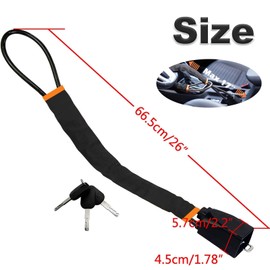 Car Steering Wheel Lock, Seat Belt Lock, Anti-Theft Device, Max 17 Inch Length, Small and Light-Weight, Multi-Functional, Fit Most Vehicle (Black)